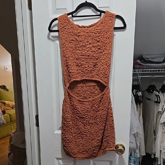 Free People Scarlett Smocked Cutout Mini Dress | Size Small - Picture 2 of 4